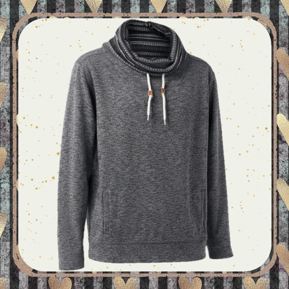 Cowl Neck Pullover Hoodie Trash Nouveau Heather Gray Cozy Sweatshirt Size L